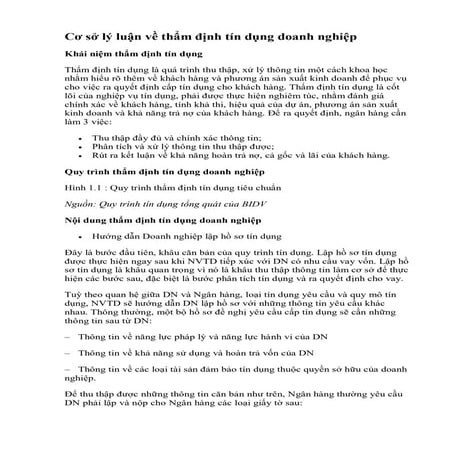 Cơ sở lý luận về thẩm định tín dụng tại doanh nghiệp