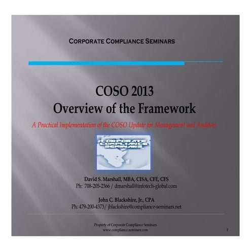 Introduction to COSO 2013 - Corporate Compliance Seminars