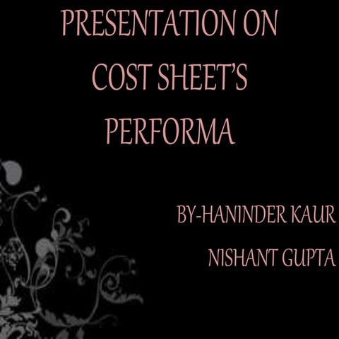 Cost sheet performa