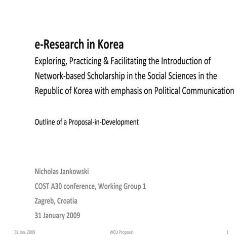 Cost A30 Presentation, Jankowski,     30 Jan2009, Wcu, Extended5