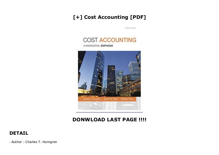 Cost Accounting [PDF]