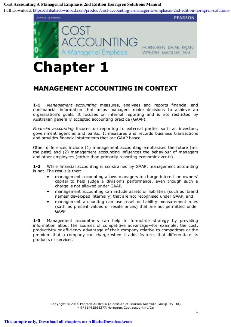 Cost Accounting A Managerial Emphasis 2nd Edition Horngren Solutions
