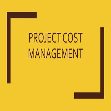Cost Management PMBOK