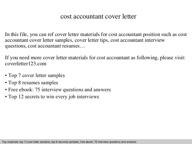 Cost accountant cover letter Cost accountant cover letter