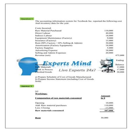 Cost accounting sample assignment help