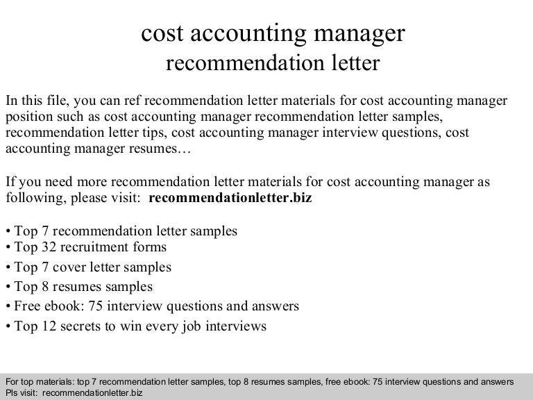 cost accounting manager recommendation letter letter of recommendation for accounting jobs
