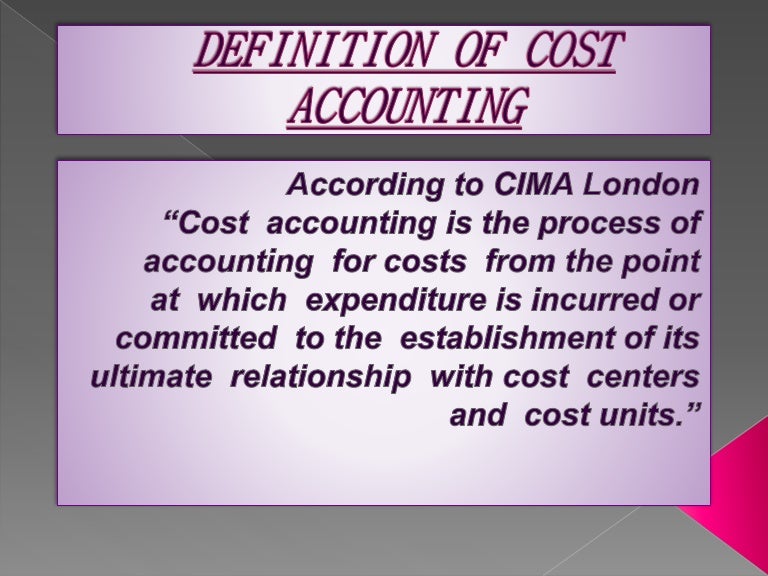Cost accounting presentation