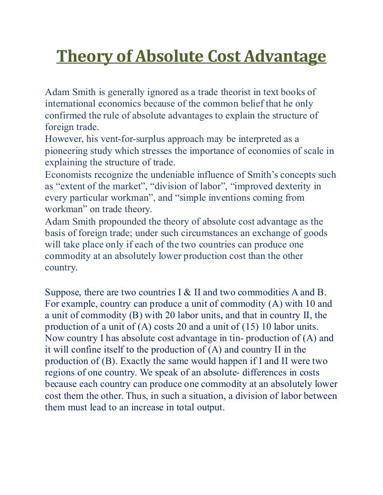 Cost advantage theory