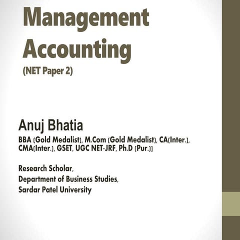 Cost and management accounting