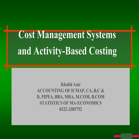 Cost and management accounting systems & a bc costig | PPS