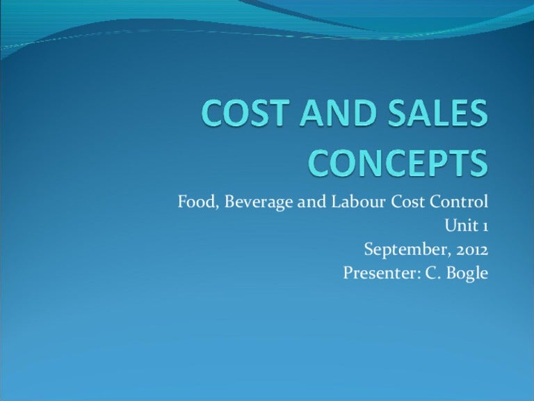 Cost and sales concepts