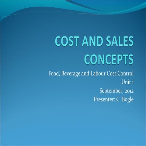 Cost and sales concepts