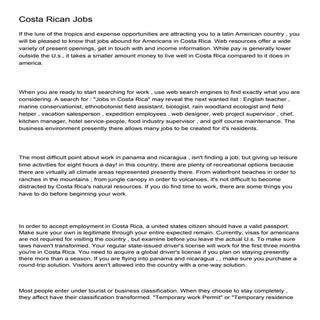 Costa Rican Jobs