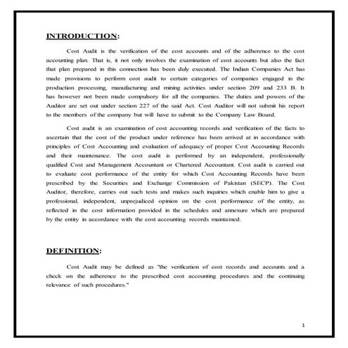 Cost Audit- An Overview