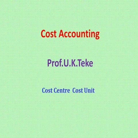 Cost centr and cost unit