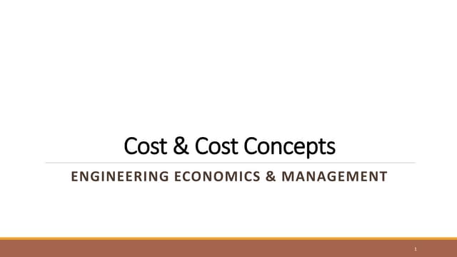 Cost and Cost Concepts