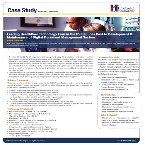 Cost deductions in healthcare technology by a leading us firm