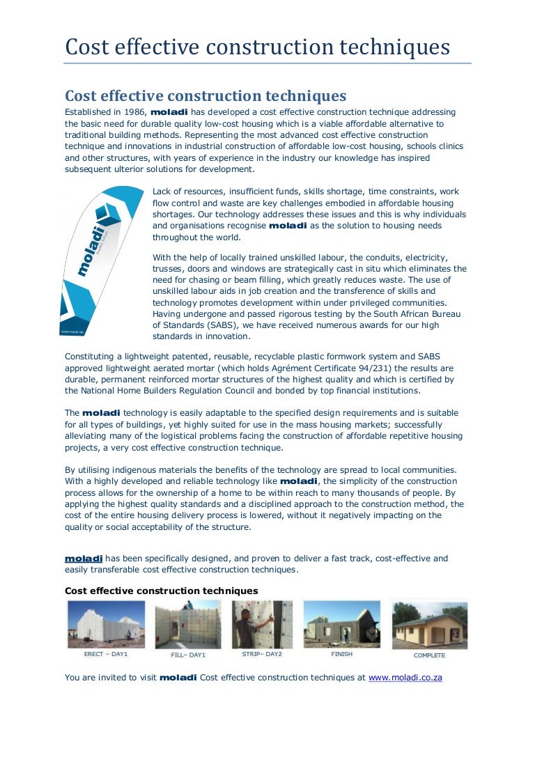 Cost effective construction techniques