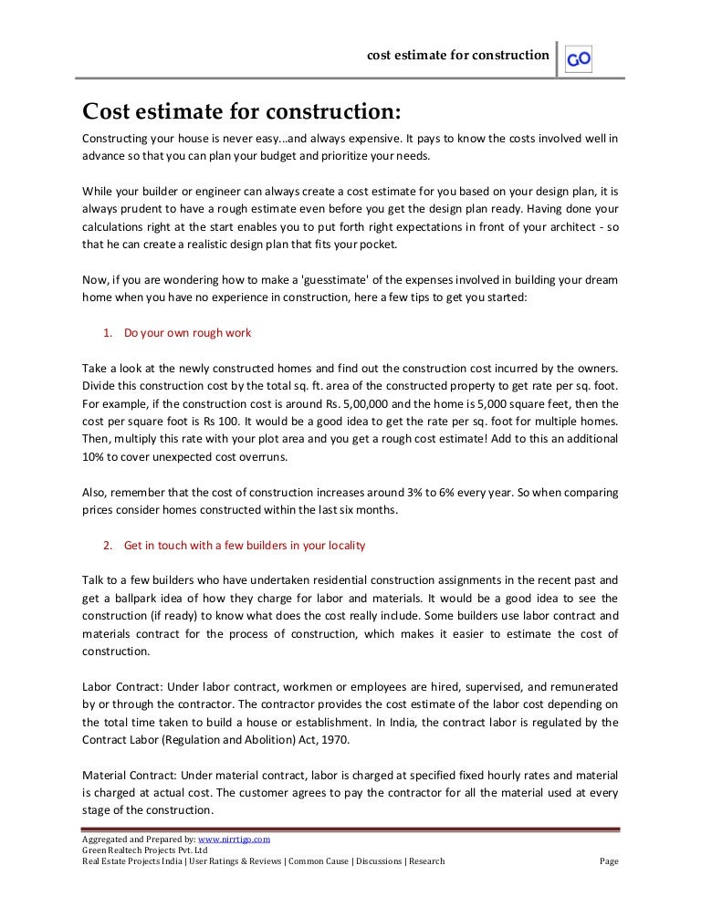how to make a estimate