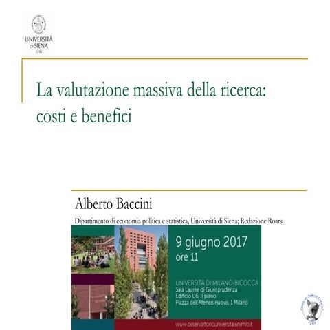 La valutazione massiva della ricerca: costi e benefici