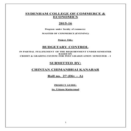 budgetary control - costing Mcom part I