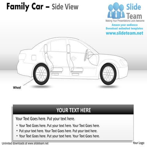 Costly blue family car side view power point slides and ppt diagram templates 
