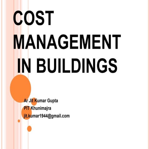 Cost management in Buildings