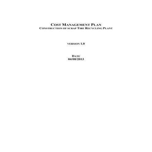 Cost management plan  tyre recycling plant
