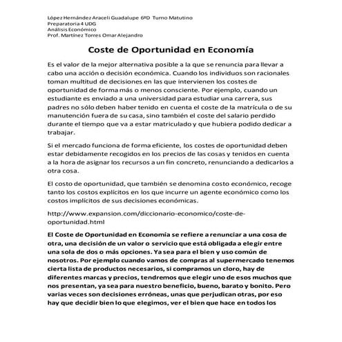 El costo de oportunidad | PPTX