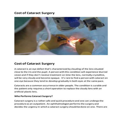 Cost of cataract surgery
