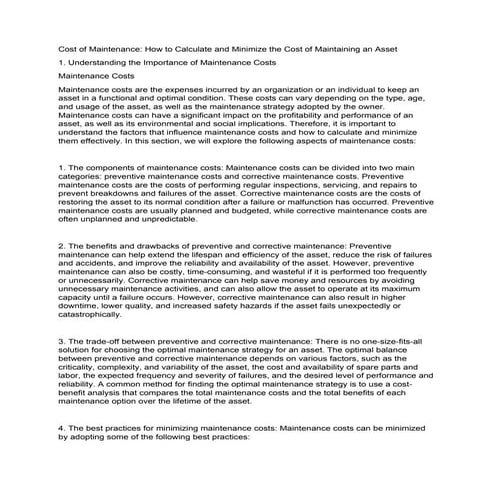 Maintenance Budgeting and Cost Control in Facility Management | PDF