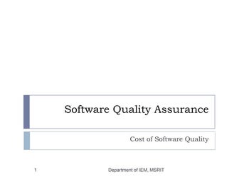 Cost of software quality ( software quality assurance )