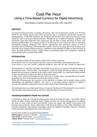 Cost Per Hour: Using a Time-Based Currency for Digital Advertising