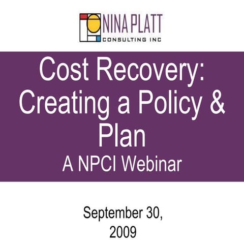 Cost recovery policy and plan 