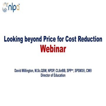 Cost reduction beyond price