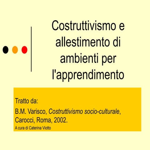 Costruttivismo E Allestimento Di Ambienti Per Lapprendimento