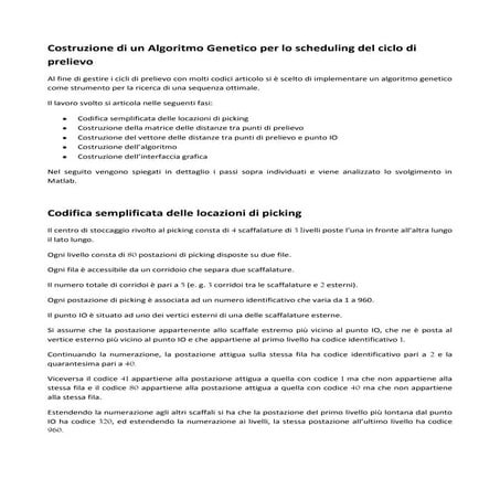 Costruzione Di Un Algoritmo Genetico Per Lo Scheduling Del Ciclo Di Prelievo