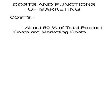 Costs and  functions of marketing
