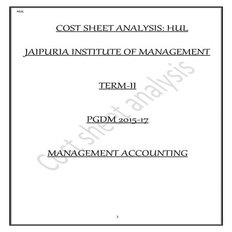 Cost sheet analysis
