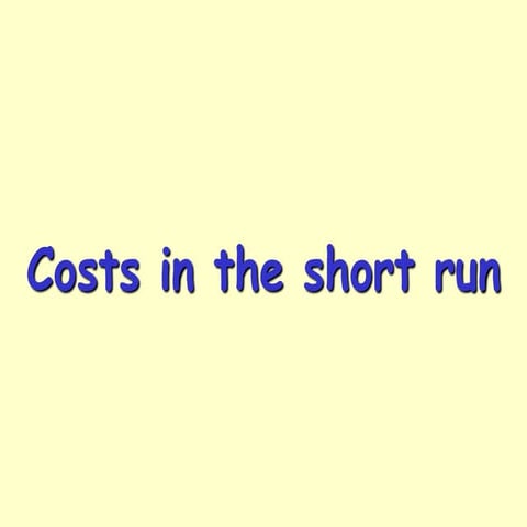 Costs in the short run