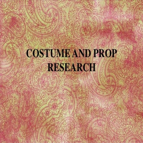 Costume and Prop Analysis