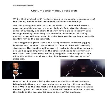 Costume and makeup research