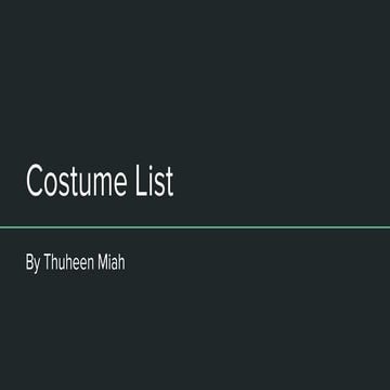 Costume list