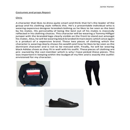 Costumes and props report unit 17