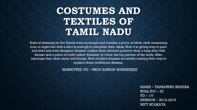 Costumes And Textiles Of Tamil Nadu