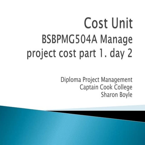 Cost unit 2013 part 1. 18 jan
