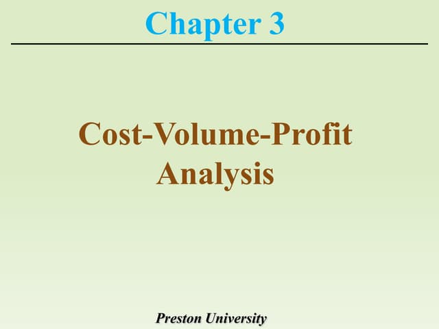 Cost volume profit analysis