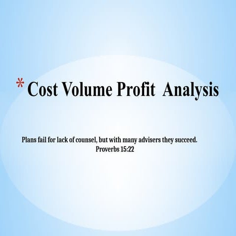 Cost Volume Profit Analysis MSc Project Management Module