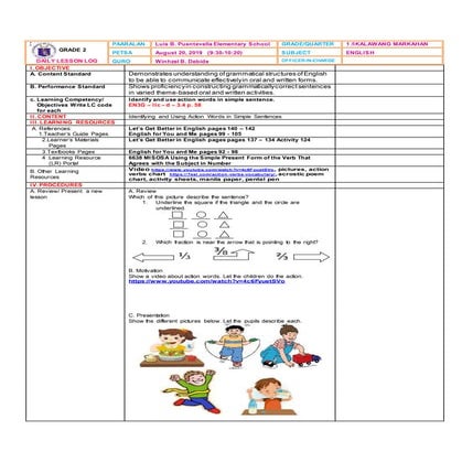 COT Lesson Plan in English 3 Verbs | DOC