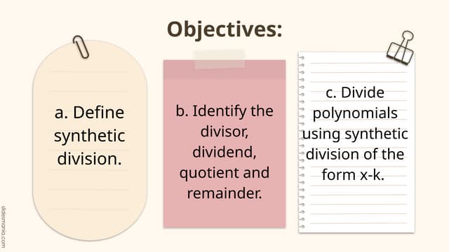 Cot 1 PPT Synthetic Division powerpoint math 10
